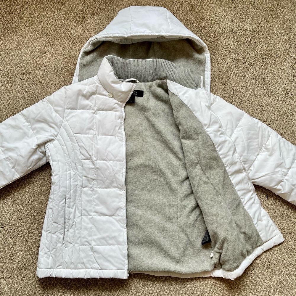 White Puffer Jacket with Removable hood